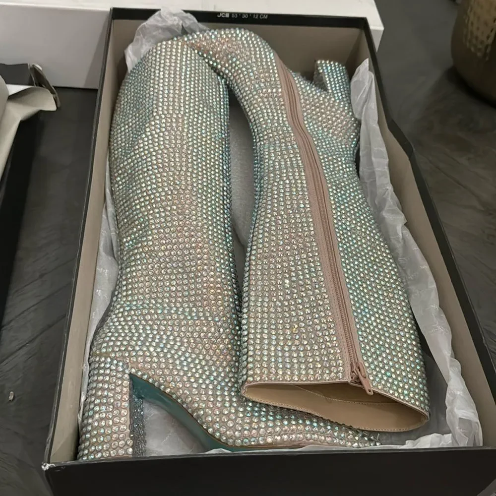 Betsey Johnson Farah Rhinestone Knee High Boots